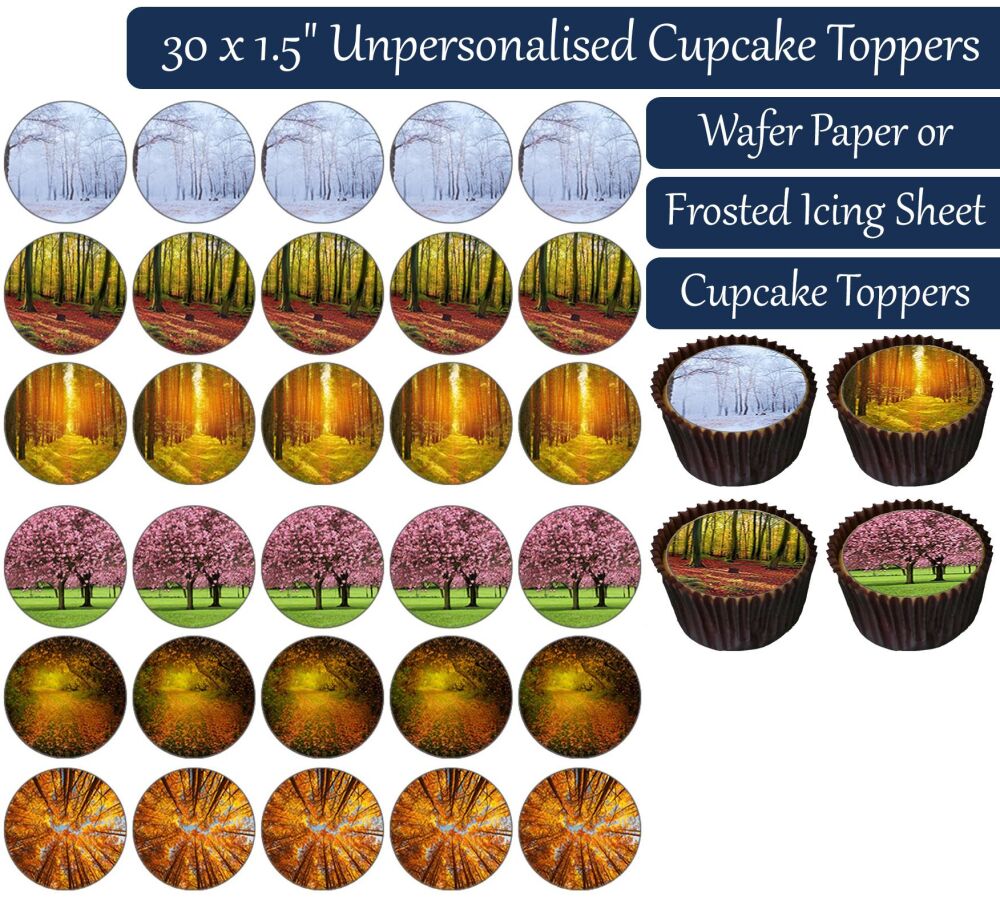 Trees Seasons - 30 Cupcake Toppers
