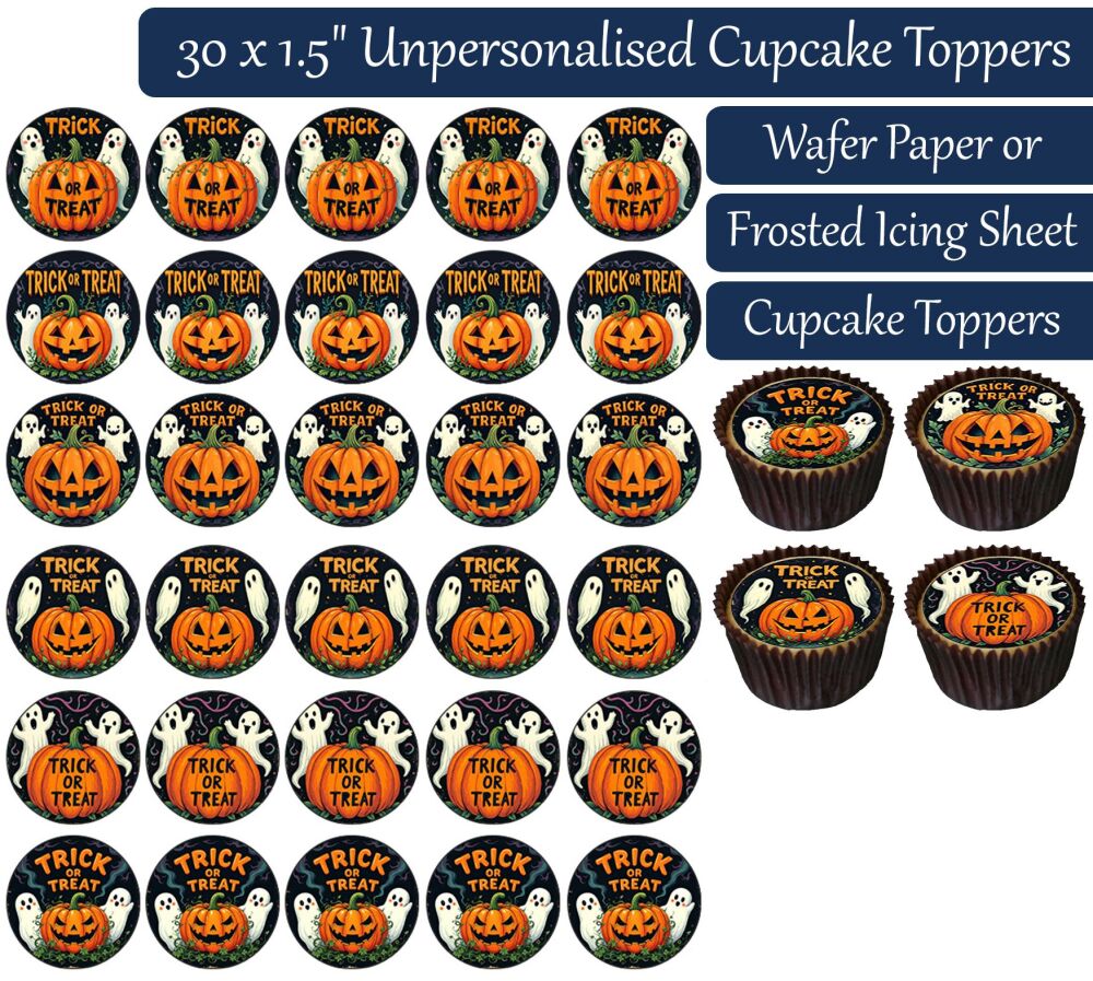 Trick or Treat Pumpkin - 30 Cupcake Toppers