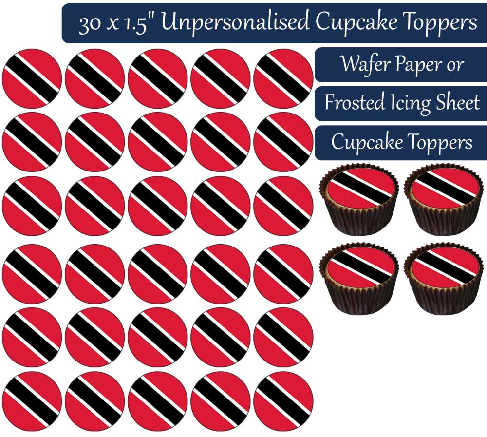 Trinidad & Tobago Flag - 30 Cupcake Toppers