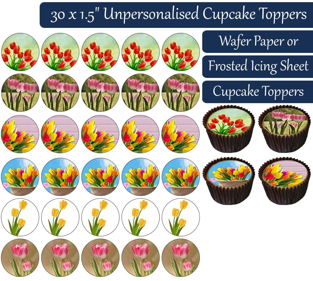 Tulips - 30 Cupcake Toppers