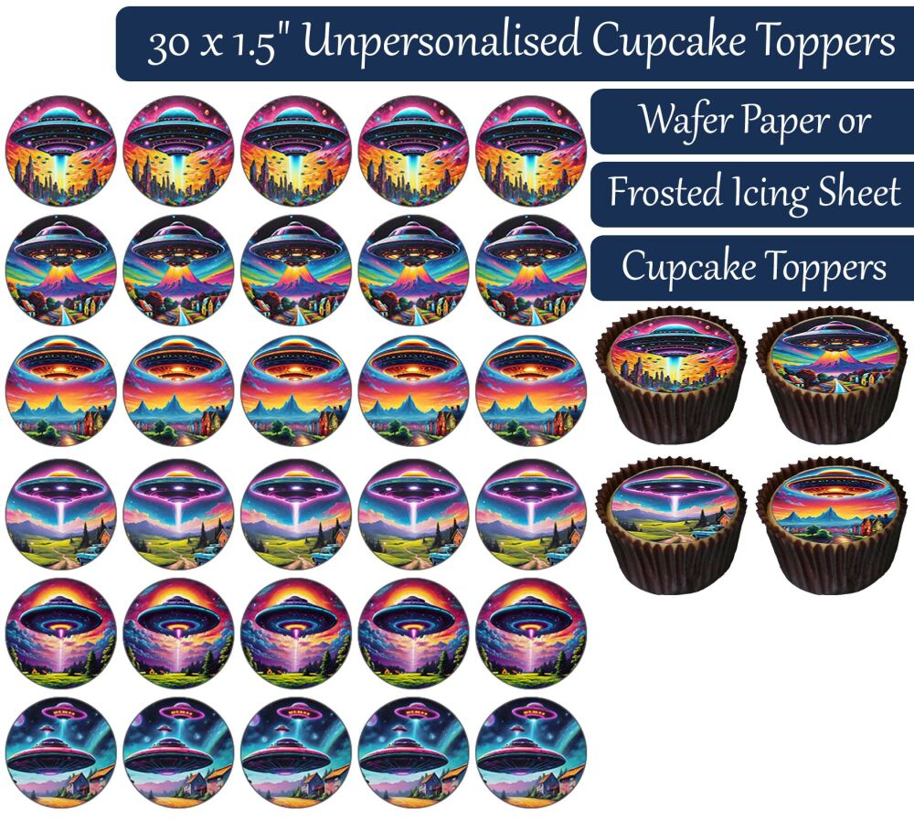 UFO - 30 Cupcake Toppers