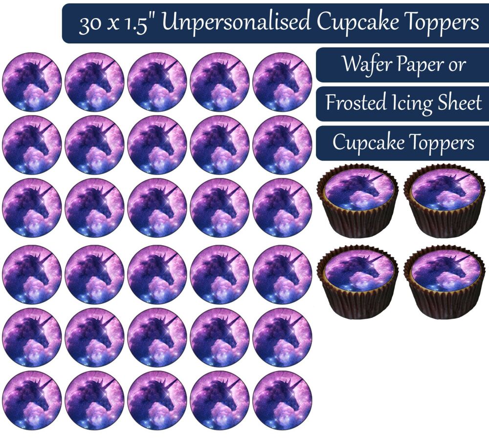 Unicorn Space - 30 Cupcake Toppers