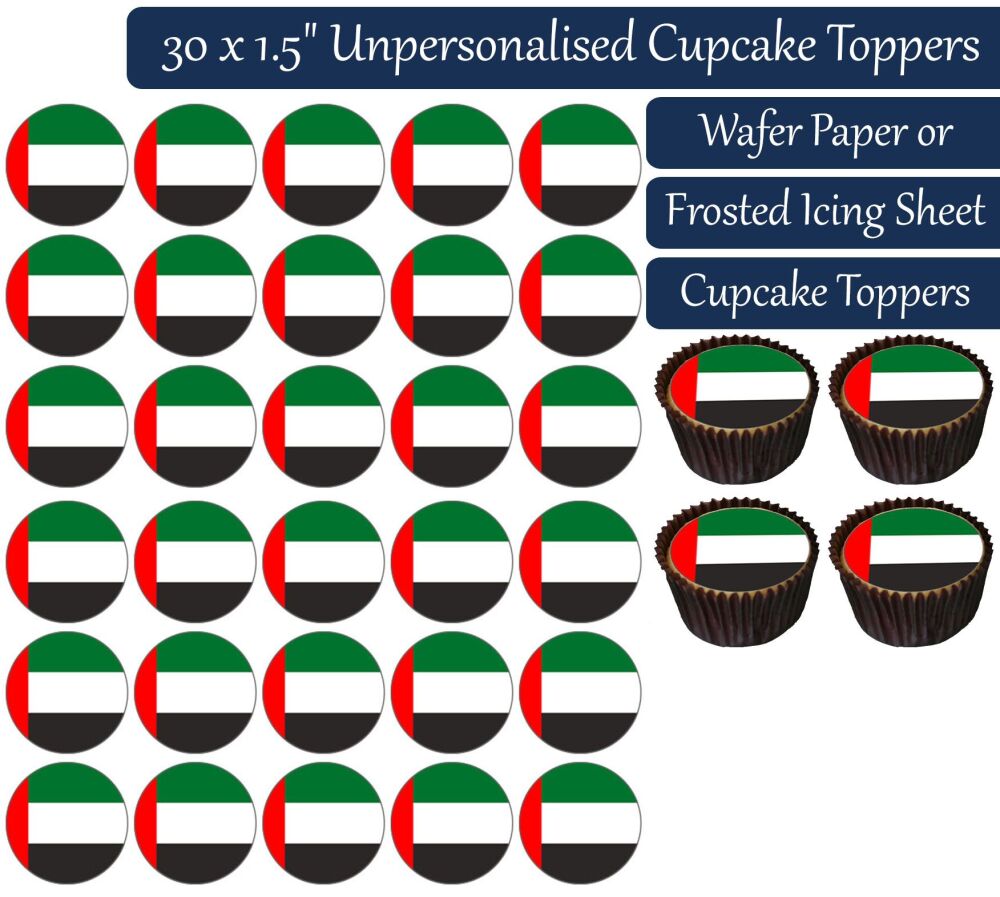United Arab Emirates Flag - 30 Cupcake Toppers