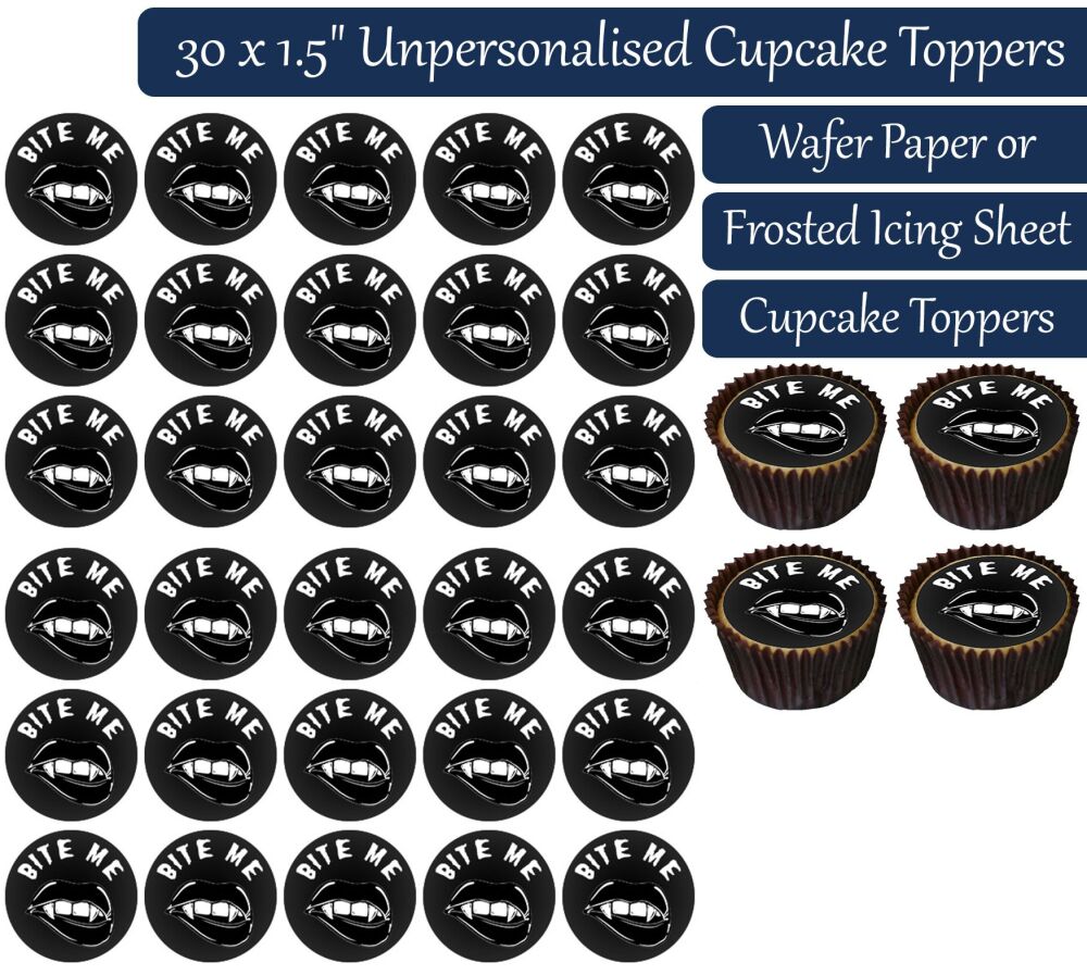 Vampire Bite Me - 30 Cupcake Toppers