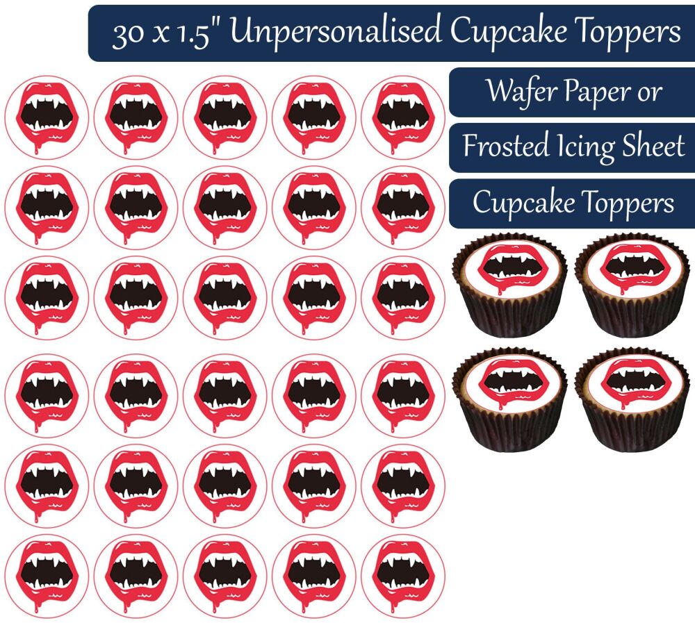 Vampire Mouth - 30 Cupcake Toppers