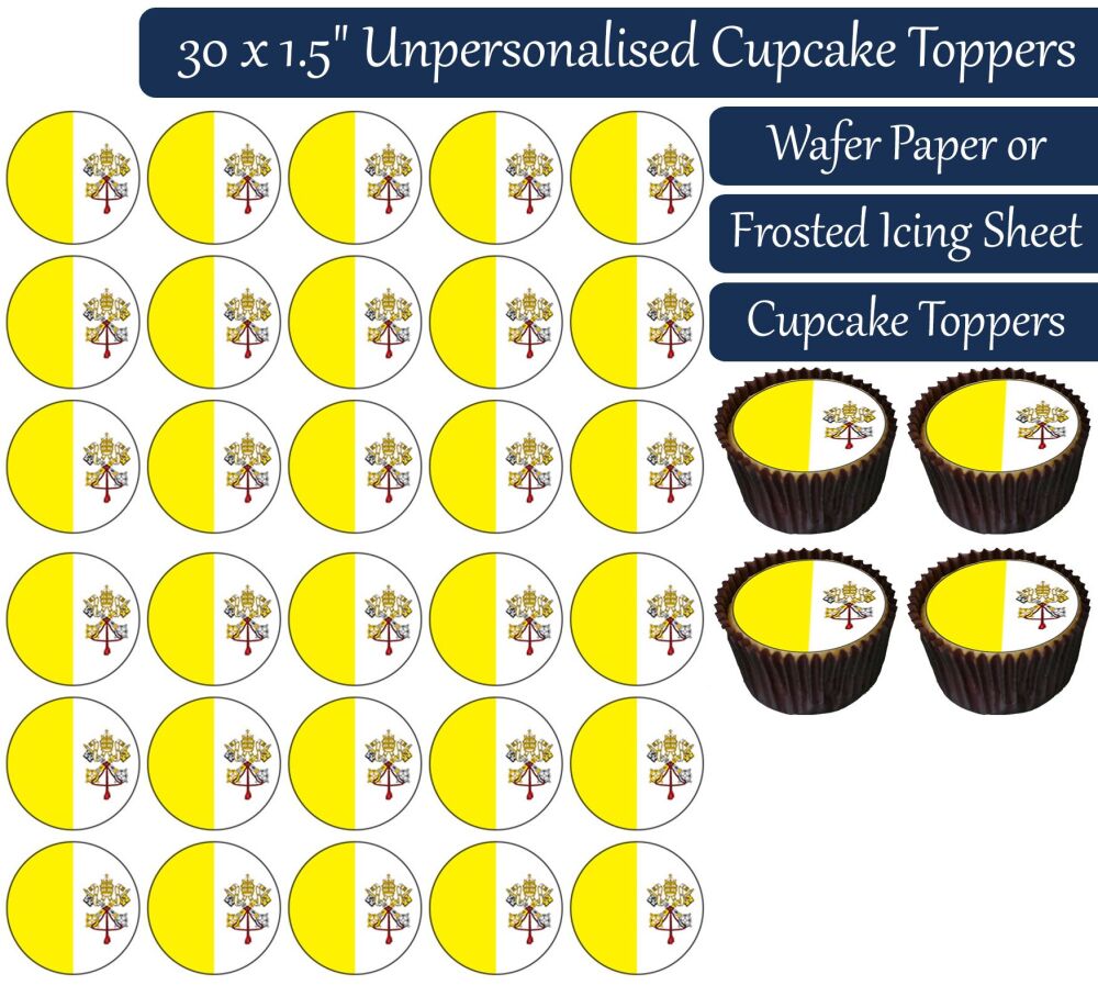 Vatican City Flag - 30 Cupcake Toppers