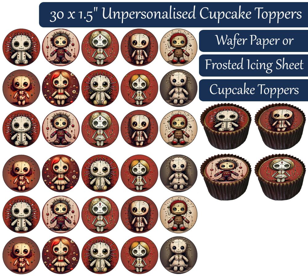 Voodoo Dolls - 30 Cupcake Toppers