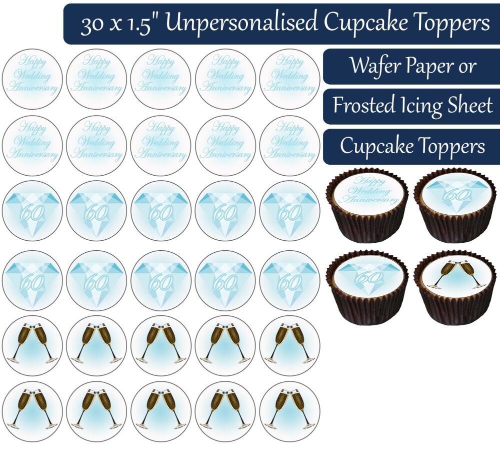 Wedding Anniversary - Diamond - 30 Cupcake Toppers