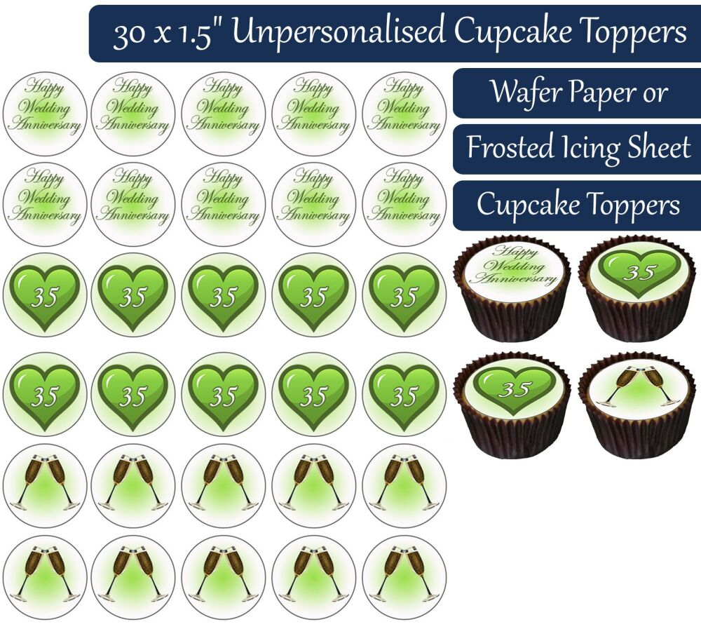 Wedding Anniversary - Jade - 30 Cupcake Toppers