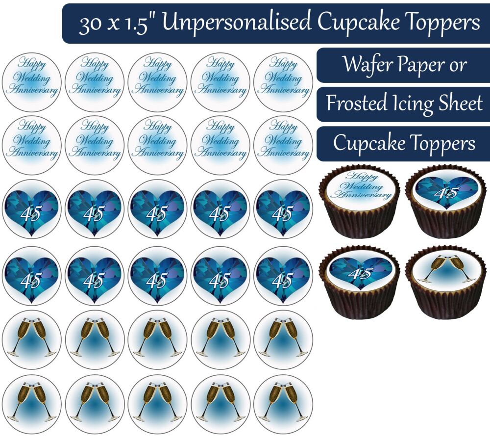 Wedding Anniversary - Sapphire - 30 Cupcake Toppers