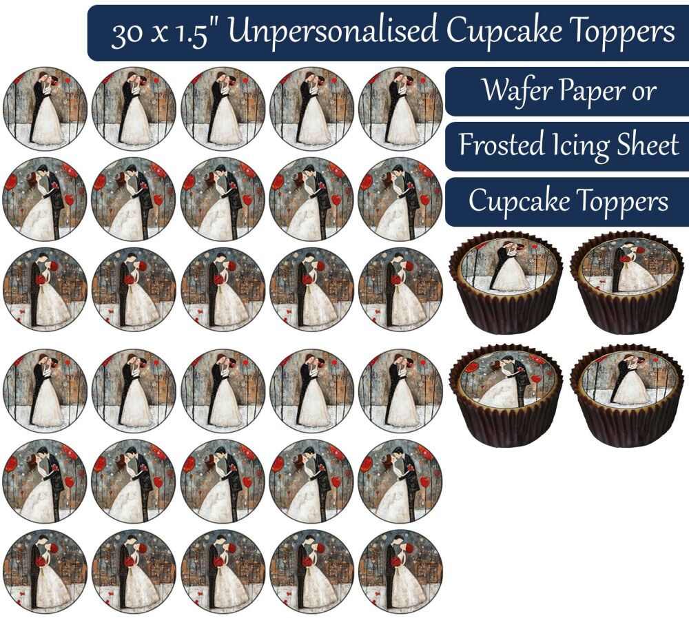 Wedding Couple - 30 Cupcake Toppers