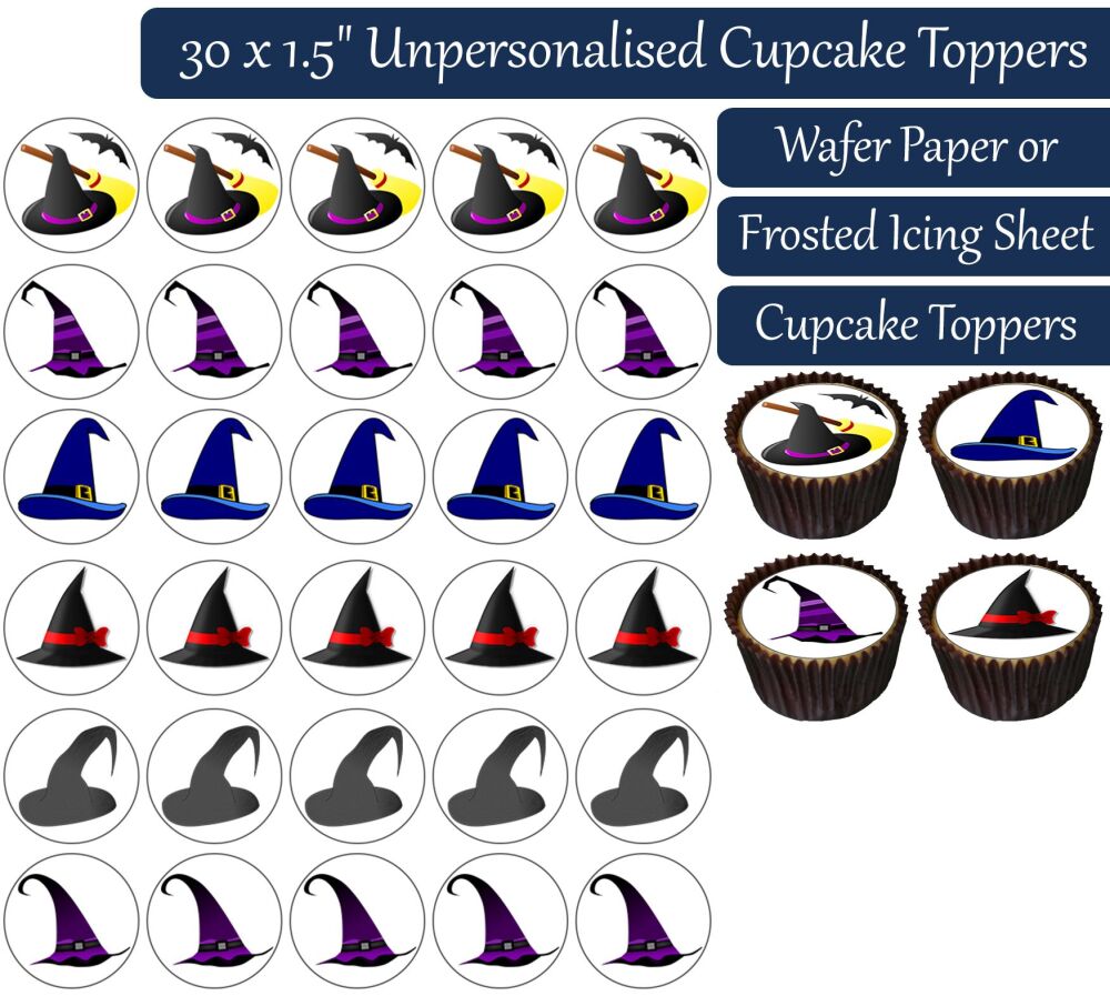 Witches Hats - 30 Cupcake Toppers
