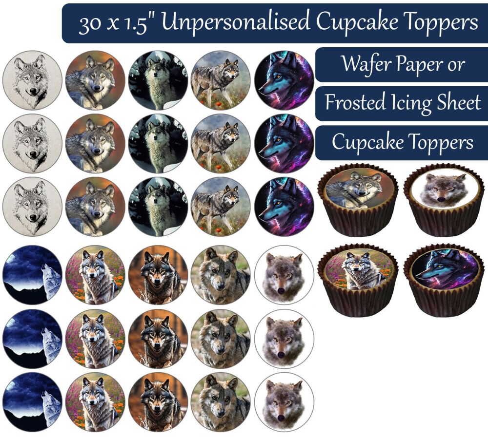 Wolf - 30 Cupcake Toppers