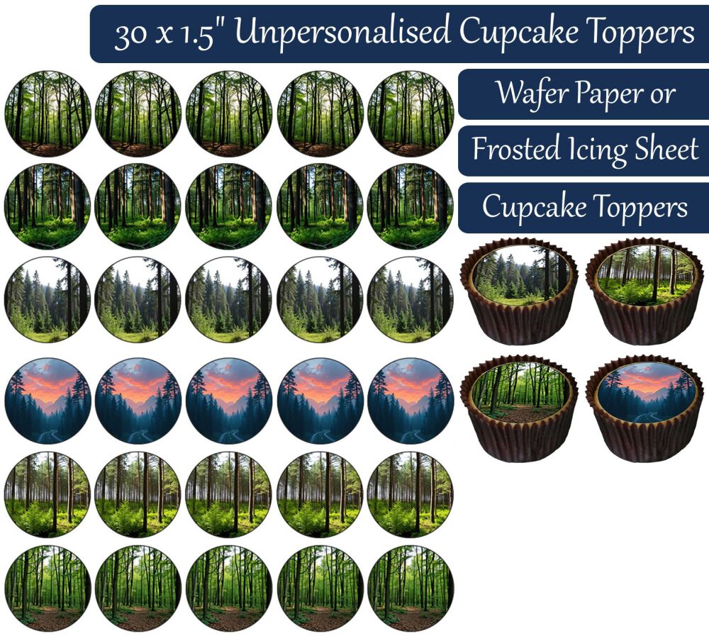 Woodland Forest - 30 Cupcake Toppers