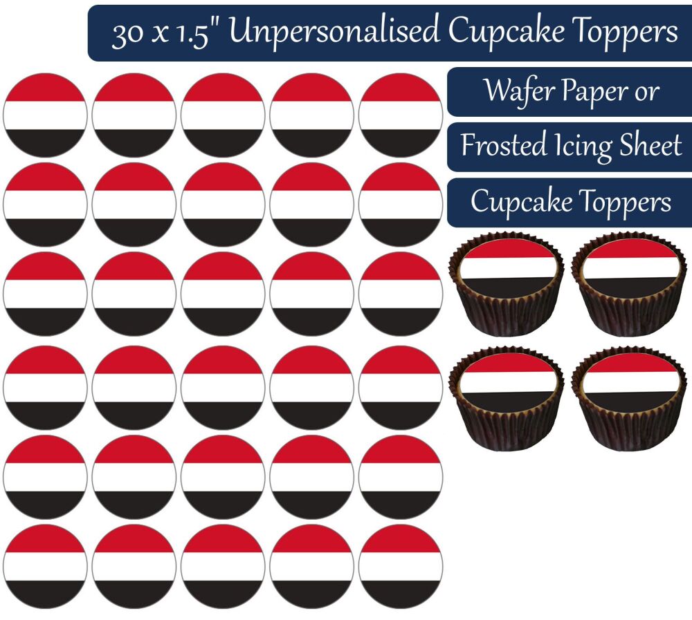 Yemen Flag - 30 Cupcake Toppers