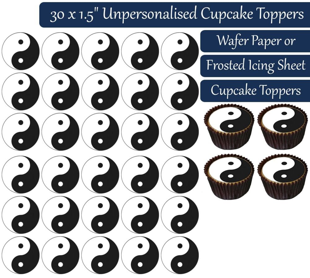 Yin Yang - 30 Cupcake Toppers
