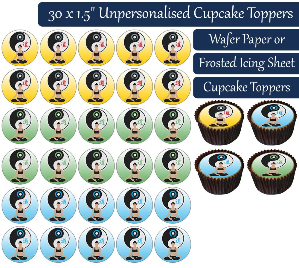 Yoga Lotus Pose - 30 Cupcake Toppers