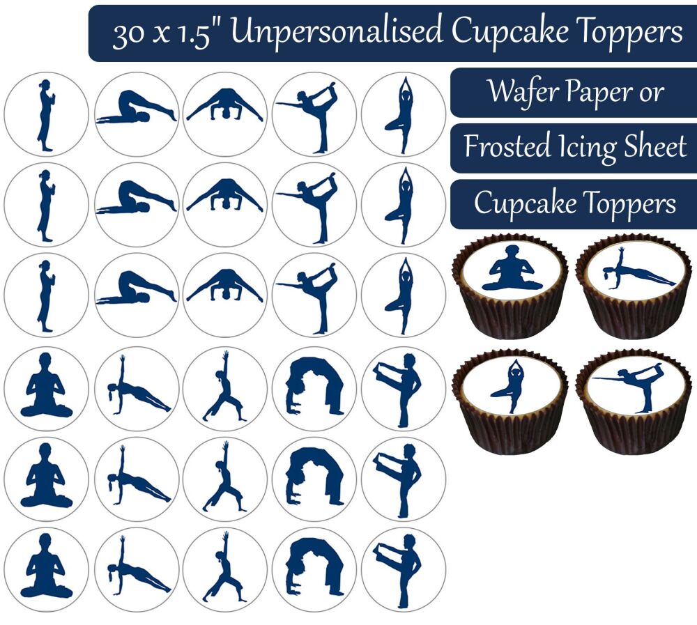 Yoga Silhouettes - 30 Cupcake Toppers