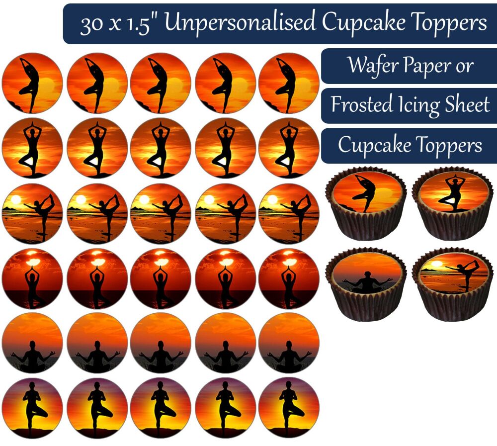Yoga Sunset - 30 Cupcake Toppers