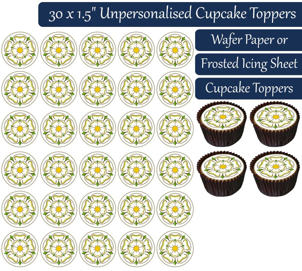 Yorkshire Rose - 30 Cupcake Toppers