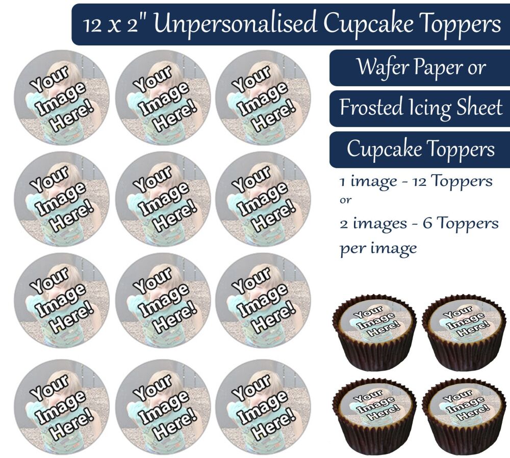 Your Own Personalised Photo - 12 x 2 Inch Icing Cupcake Toppers