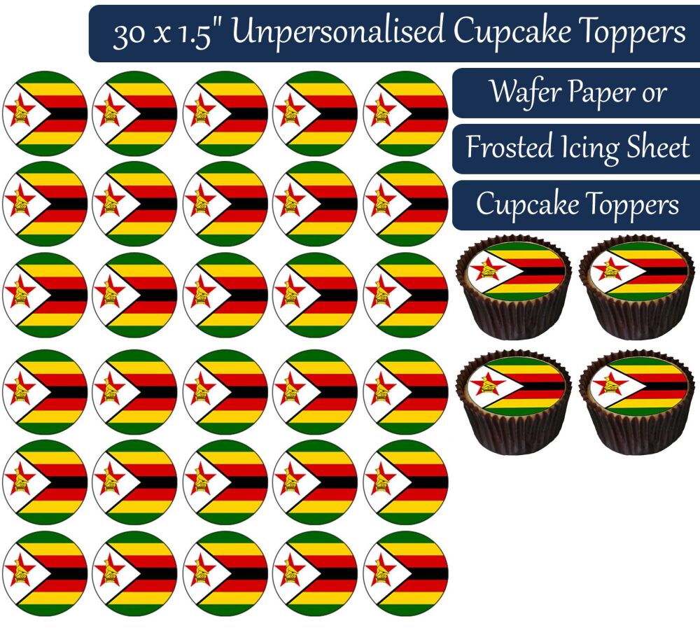 Zimbabwe Flag - 30 Cupcake Toppers