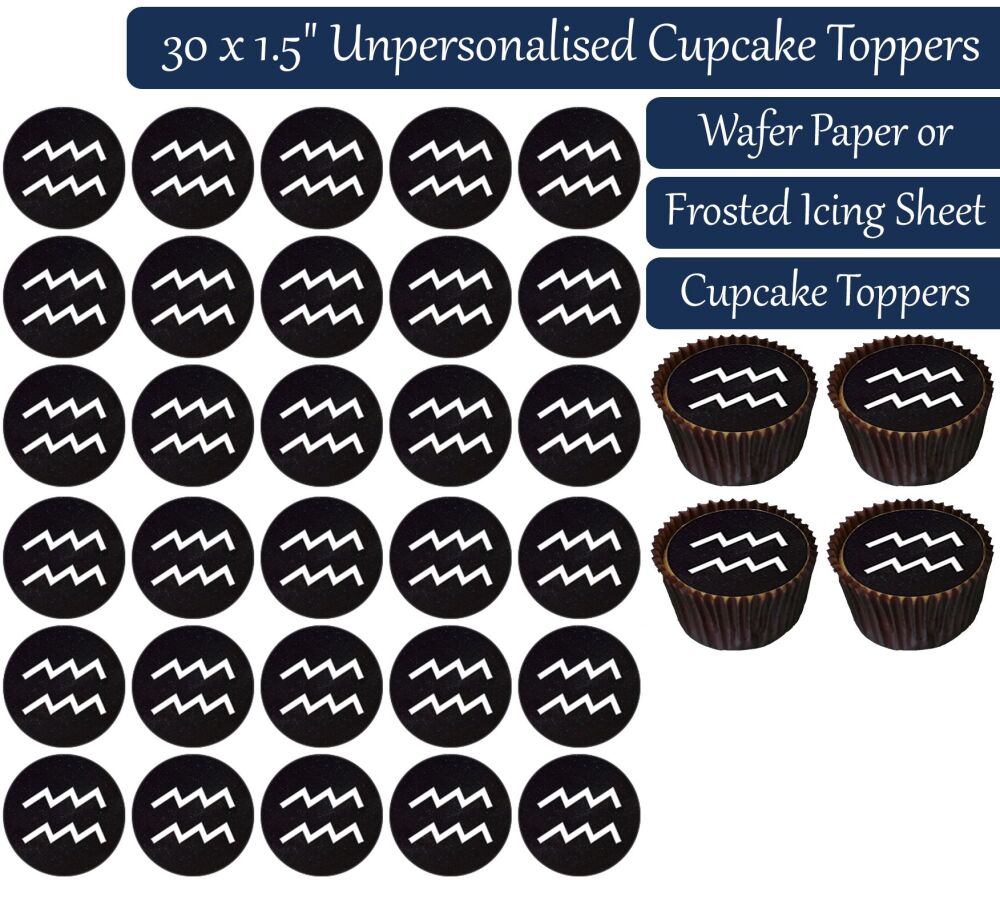Zodiac Aquarius - 30 Cupcake Toppers
