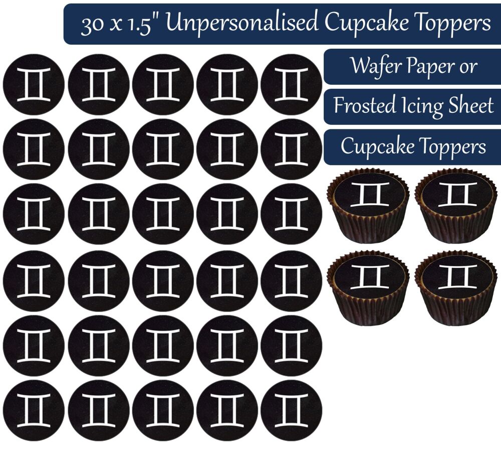 Zodiac Gemini - 30 Cupcake Toppers
