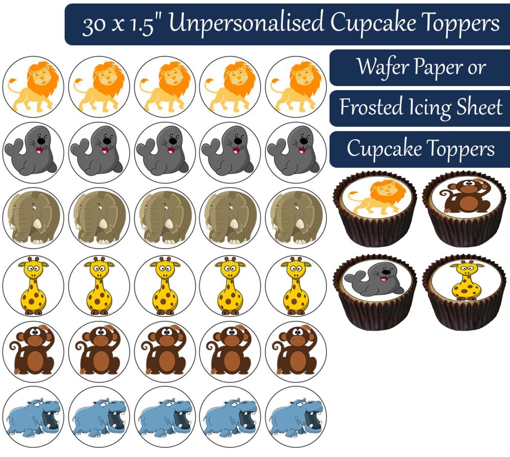 Zoo Animals - 30 Cupcake Toppers