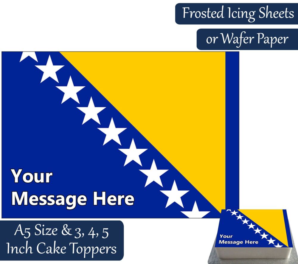 Bosnia Herzegovina Flag A5 Rectangular Personalised Cake Topper