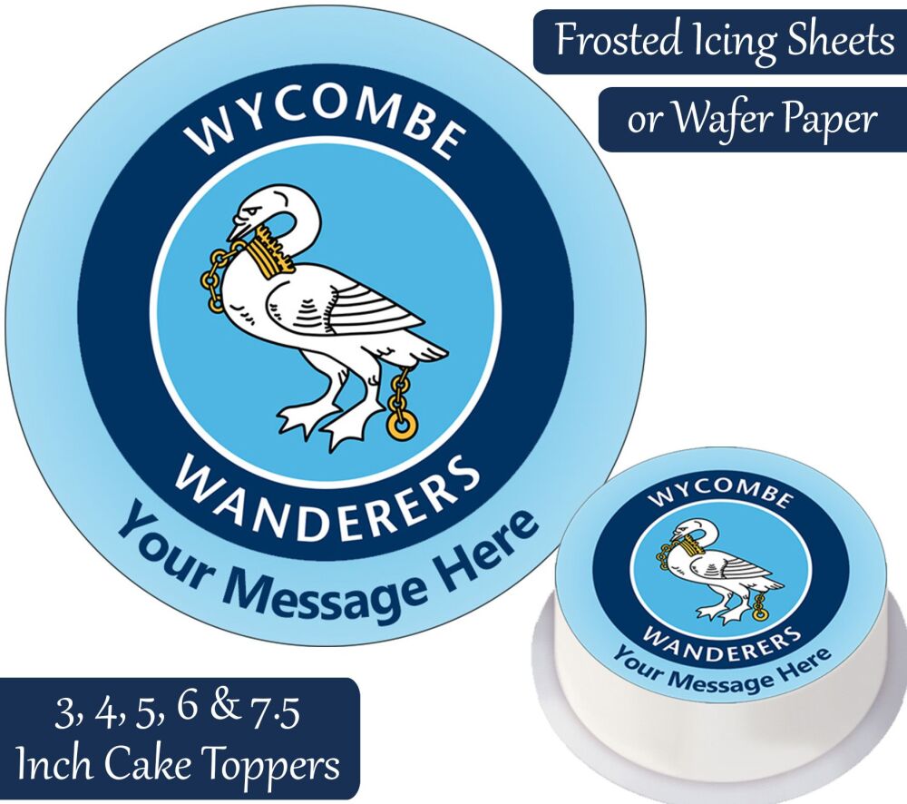 Wycombe Wanderers Football Personalised Cake Topper