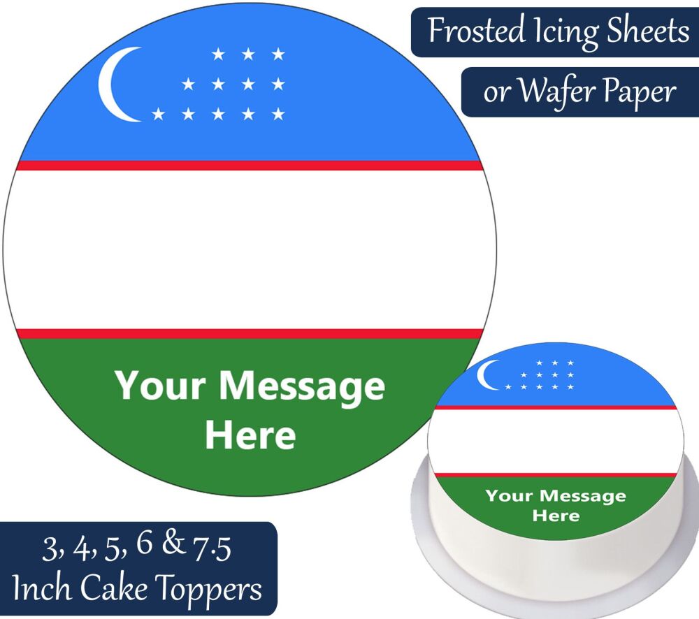 Uzbekistan Flag Personalised Cake Topper