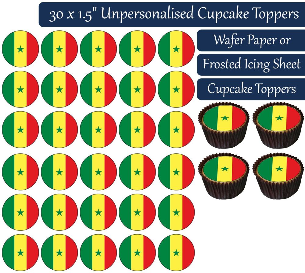 Senegal Flag - 30 Cupcake Toppers