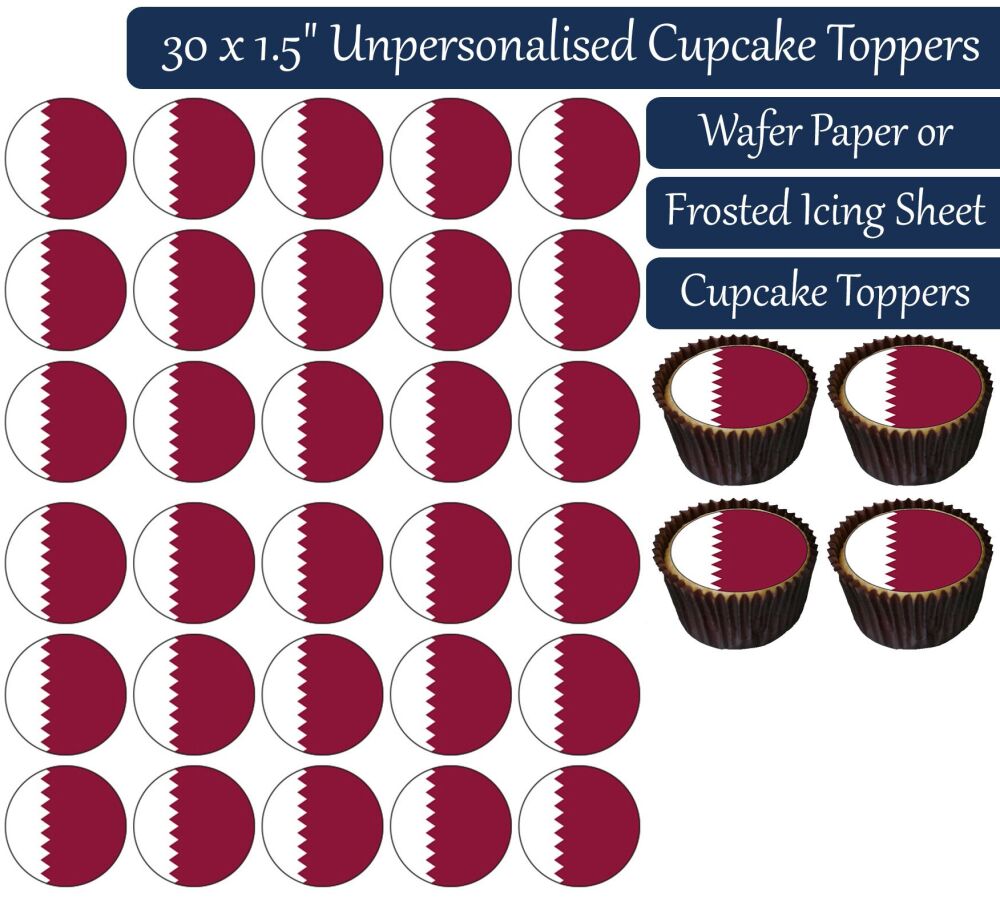 Qatar Flag - 30 Cupcake Toppers