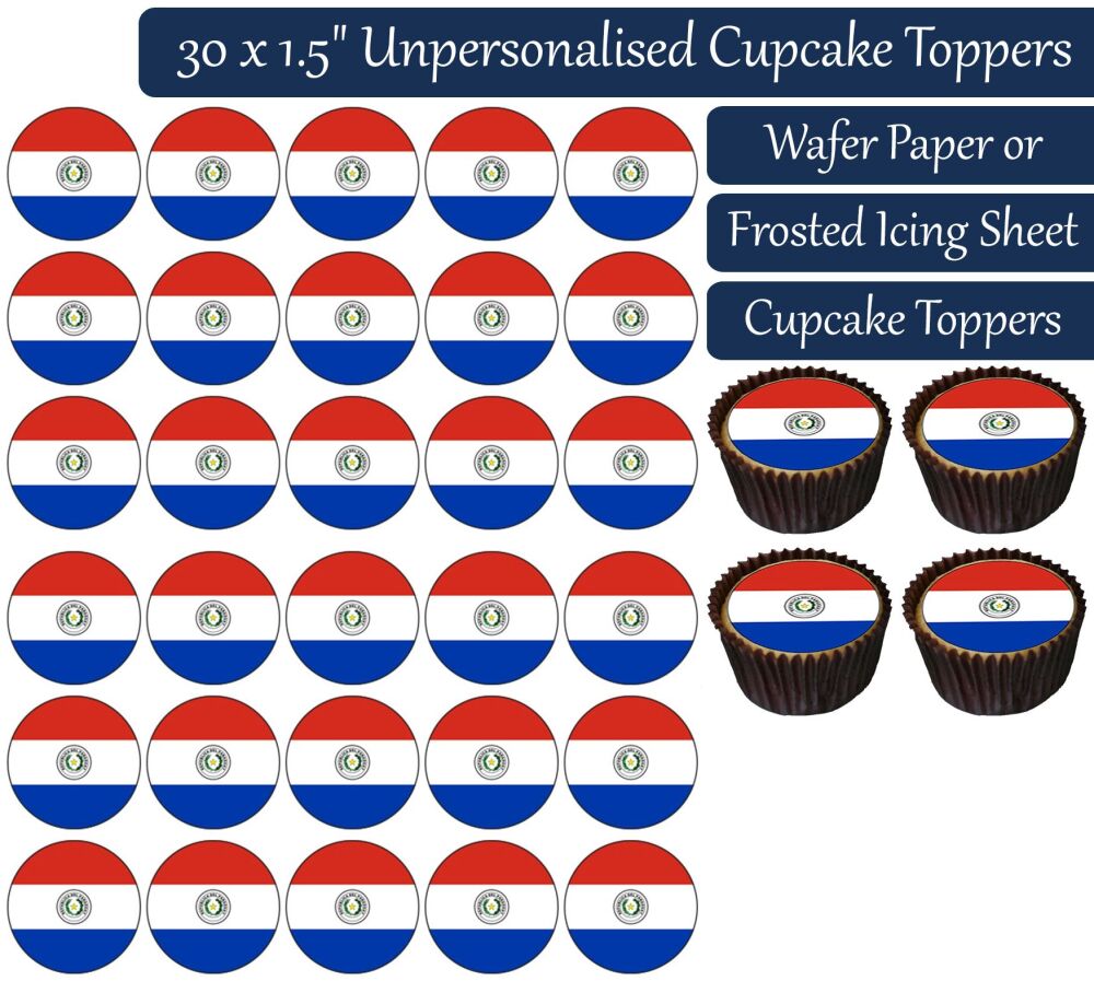 Paraguay Flag - 30 Cupcake Toppers