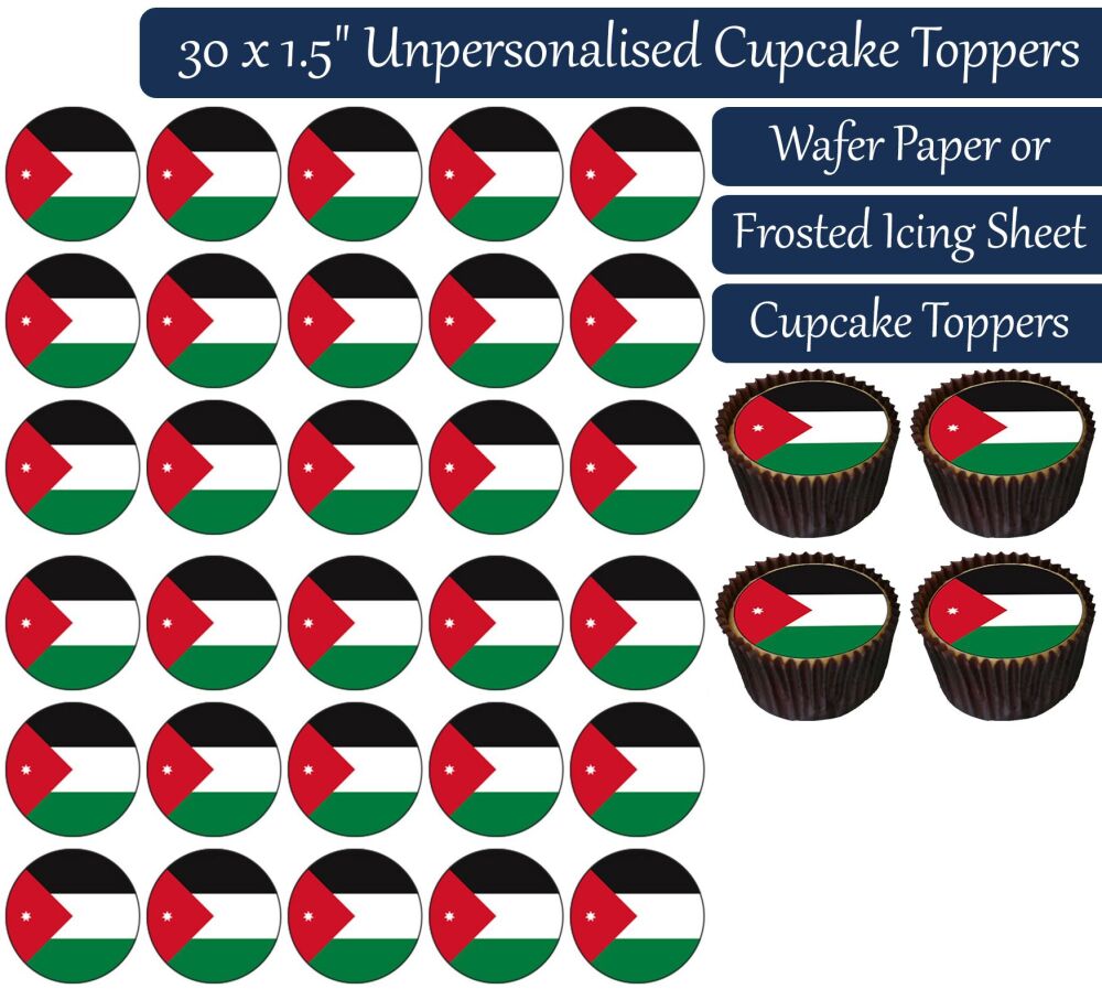 Jordan Flag - 30 Cupcake Toppers
