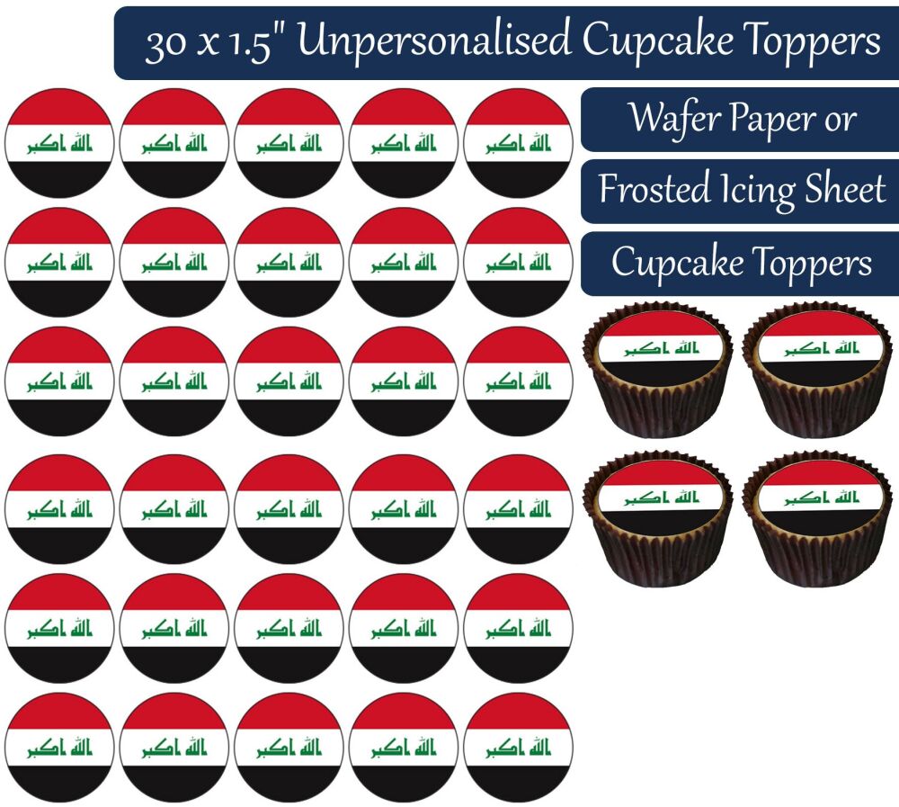 Iraq Flag - 30 Cupcake Toppers