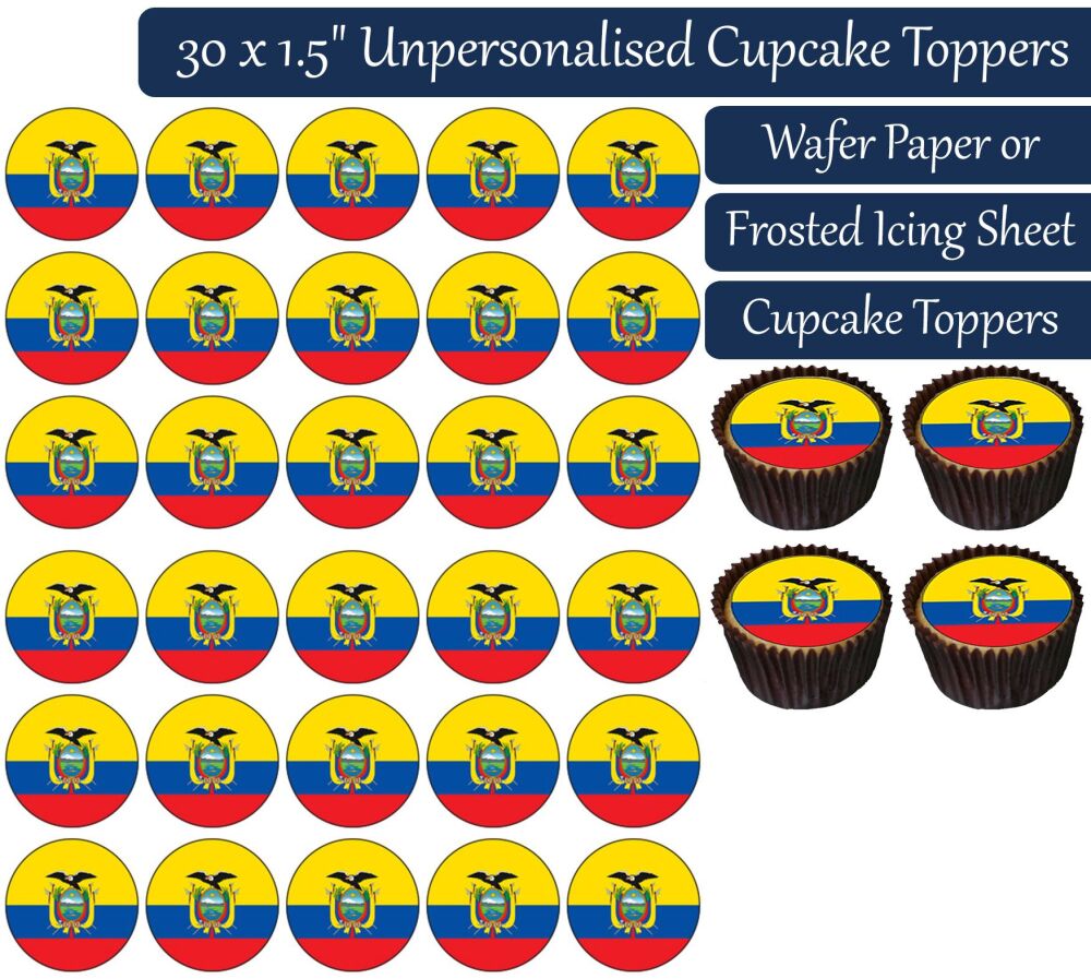 Ecuador Flag - 30 Cupcake Toppers