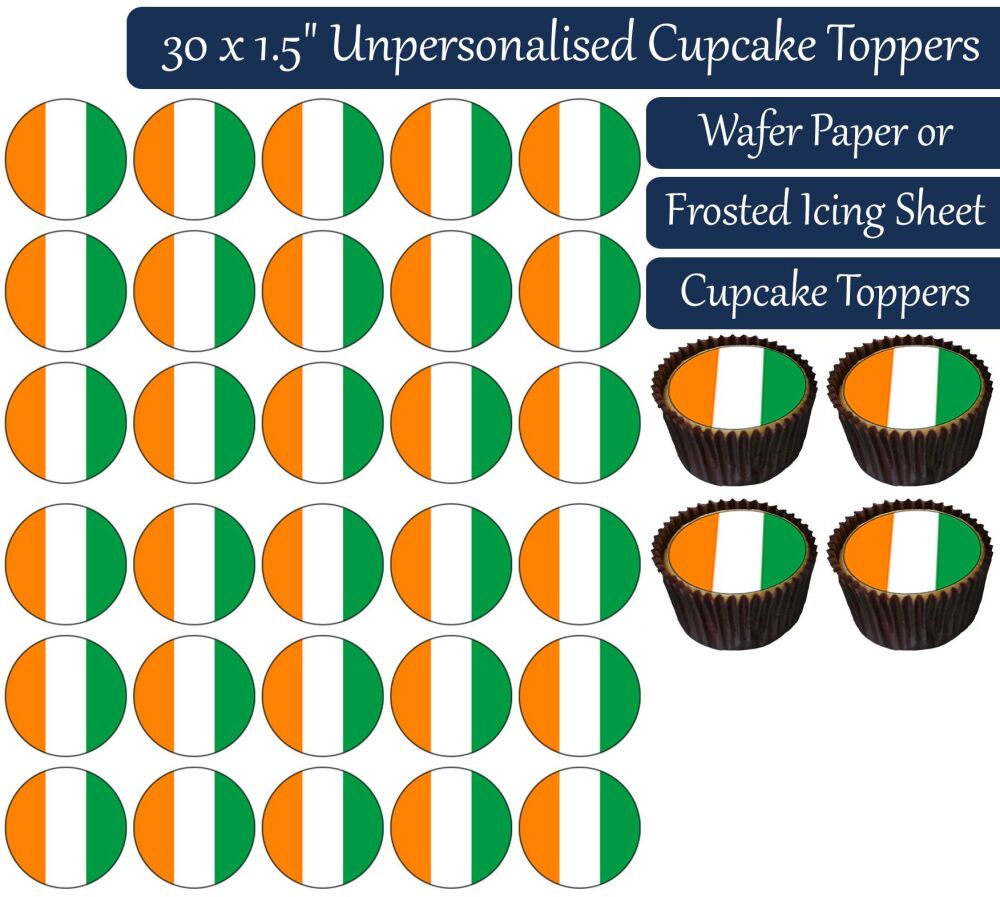 Ivory Coast C&ocirc;te d'Ivoire Flag - 30 Cupcake Toppers