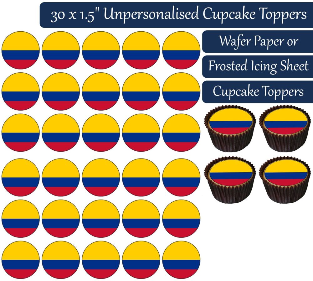 Colombia Flag - 30 Cupcake Toppers