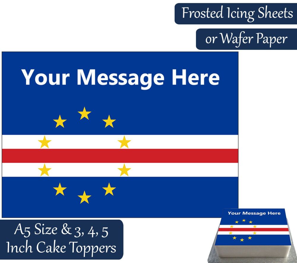 Cape Verde Flag A5 Rectangular Personalised Cake Topper