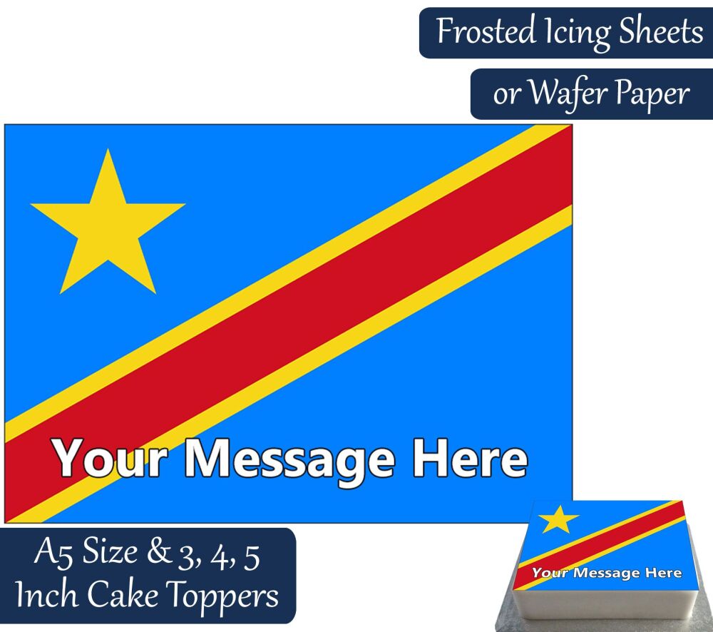 DR Congo Flag A5 Rectangular Personalised Cake Topper