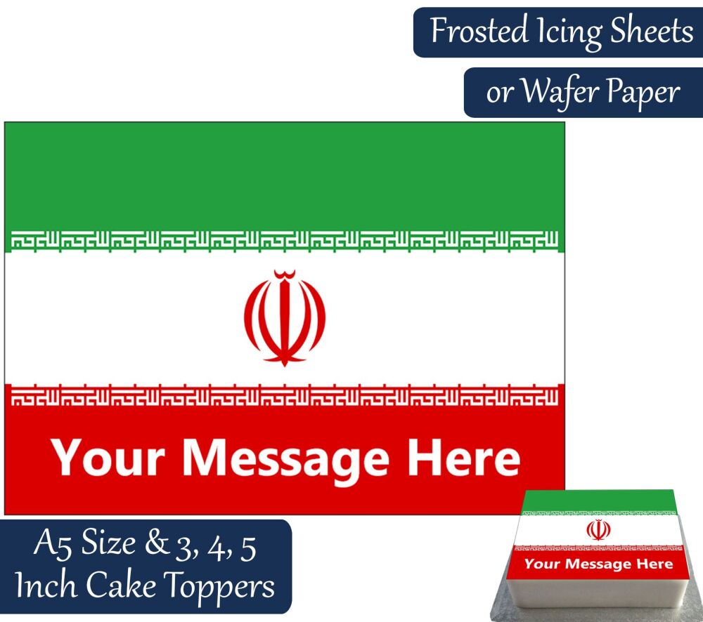Iran Flag A5 Rectangular Personalised Cake Topper