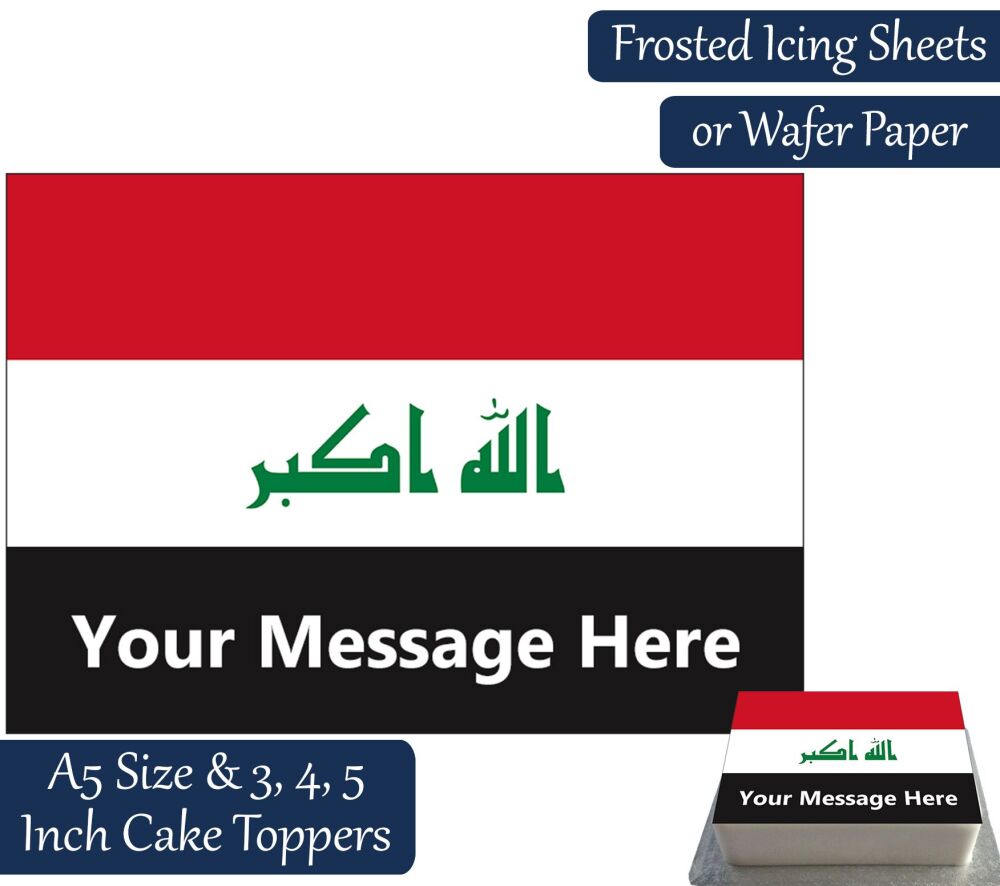 Iraq Flag A5 Rectangular Personalised Cake Topper