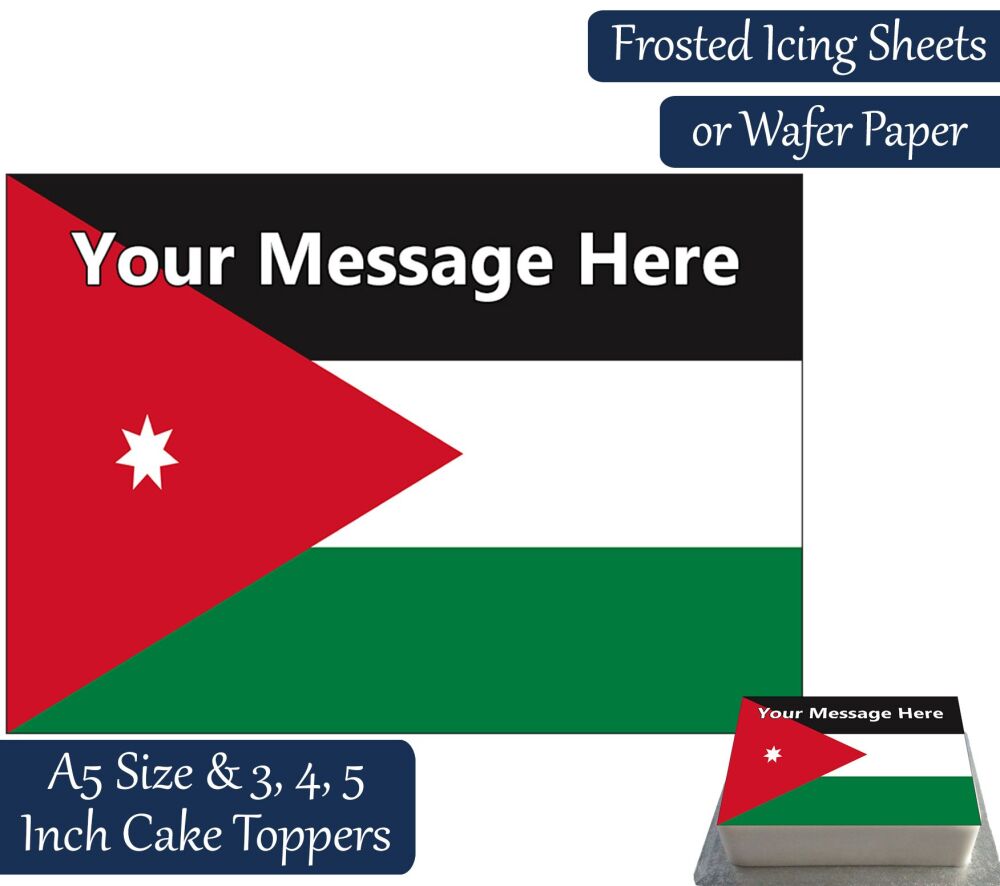 Jordan Flag A5 Rectangular Personalised Cake Topper