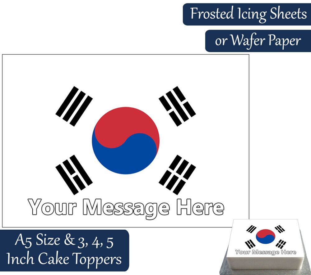 South Korea Flag A5 Rectangular Personalised Cake Topper