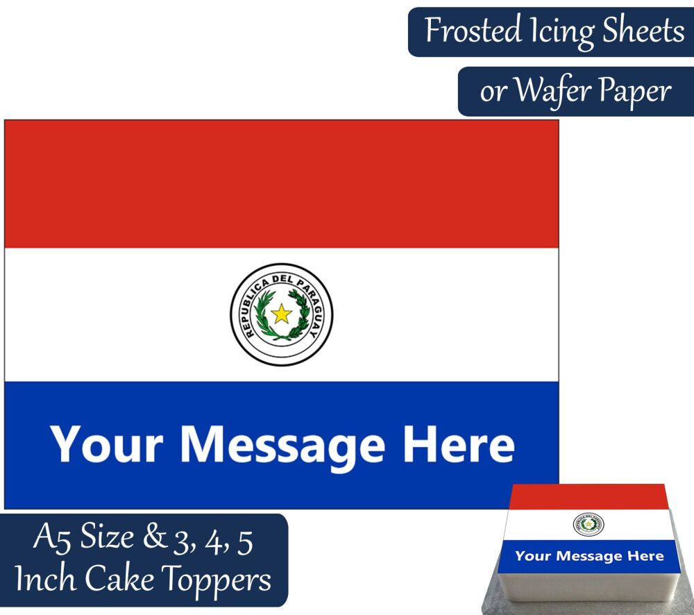 Paraguay Flag A5 Rectangular Personalised Cake Topper