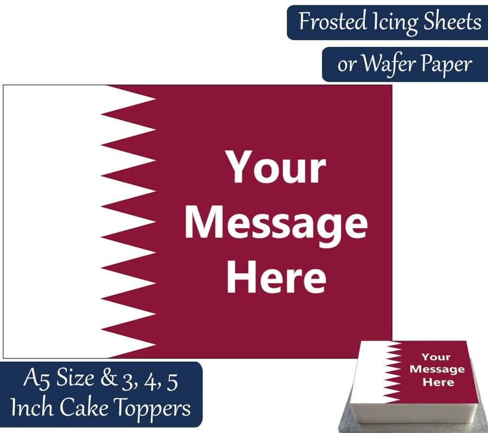 Qatar Flag A5 Rectangular Personalised Cake Topper