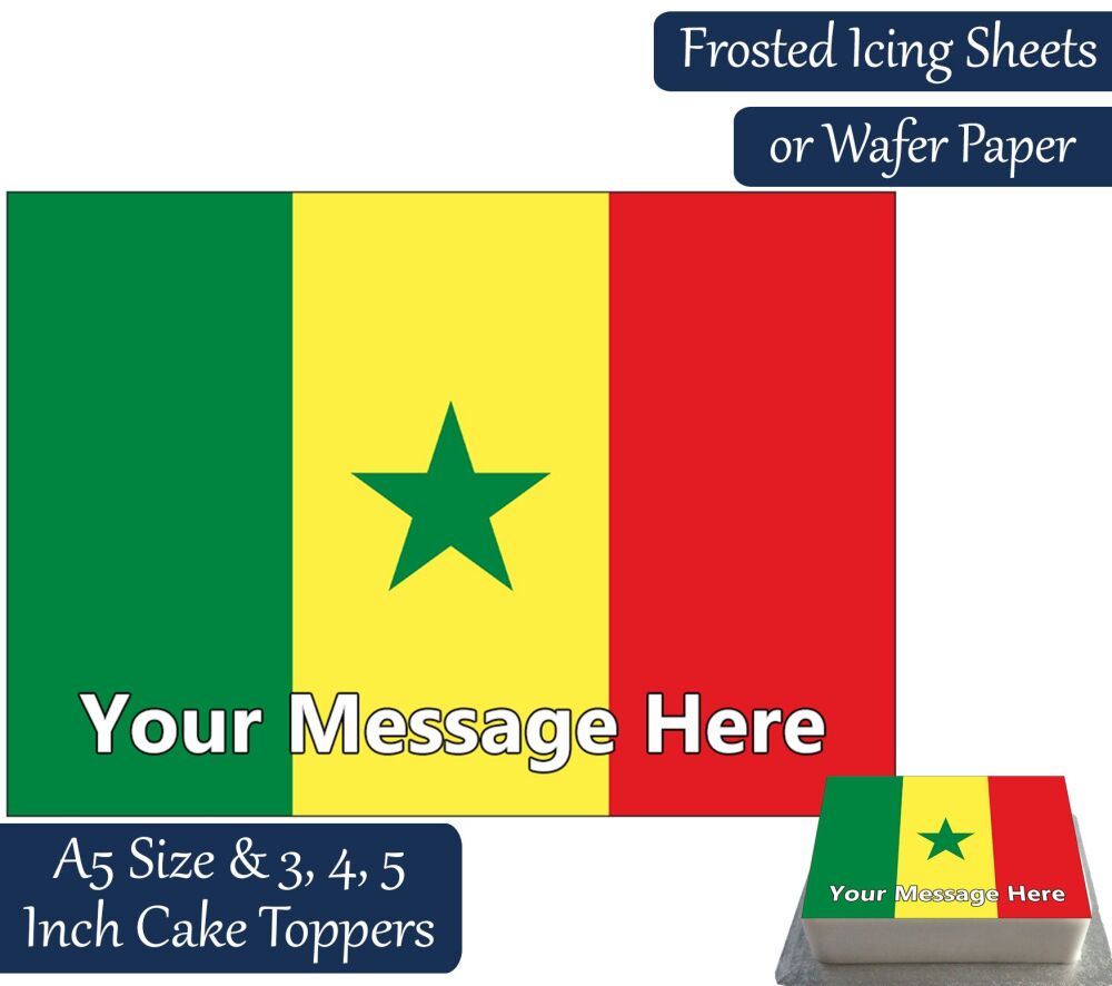 Senegal Flag A5 Rectangular Personalised Cake Topper
