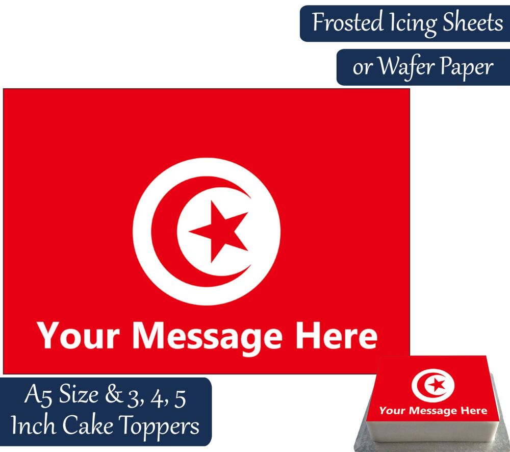 Tunisia Flag A5 Rectangular Personalised Cake Topper
